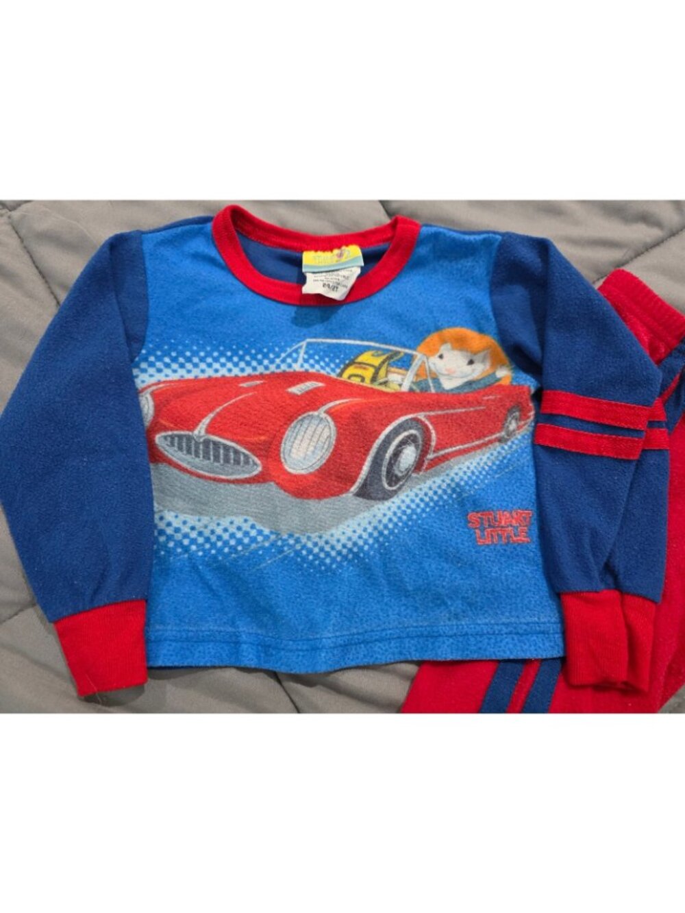 Vintage Stuart Little 24 months/2T Toddler Fleece Pajama Set Red Blue 2-Piece - Picture 4 of 7